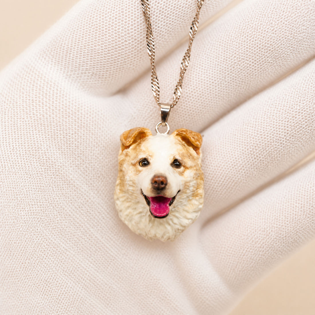 Handmade custom dog clay necklace portrait