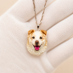 Custom handmade dog portrait clay necklace pendant